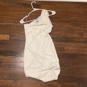 Tiger mist white ruffle tight mini dress